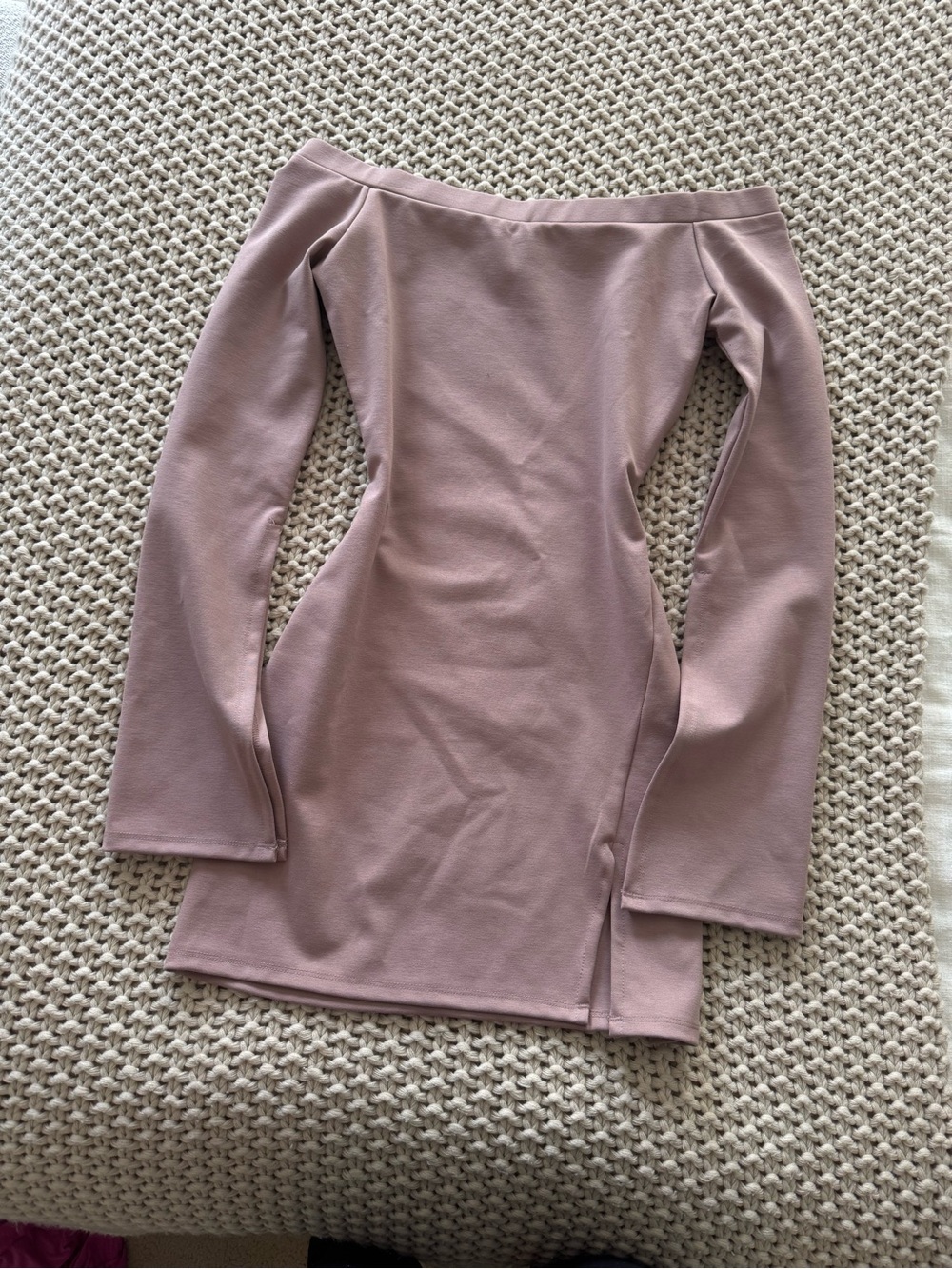Tobi Mauve Off-Shoulder Long Sleeve Bodycon Dress